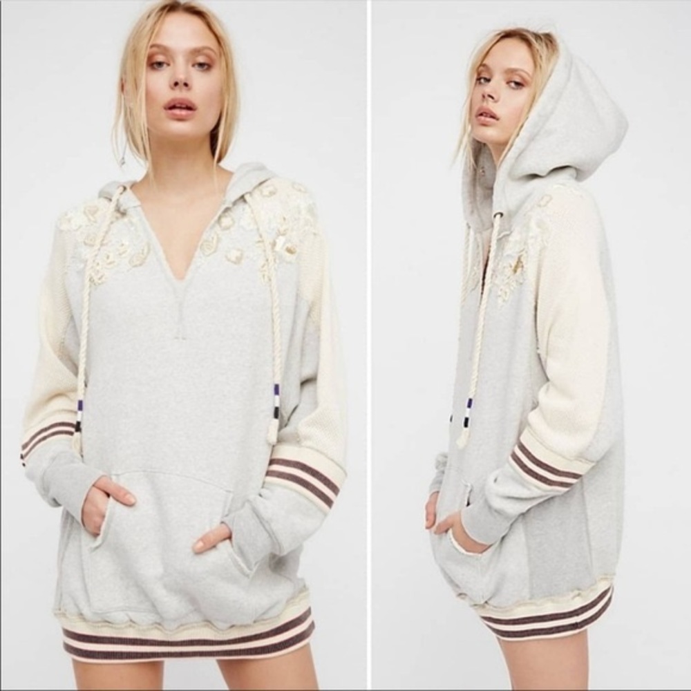 Free People | Varsity Embellished Pullover Hoodie